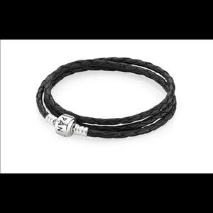 Pandora Black Leather Triple Wrap Bracelet